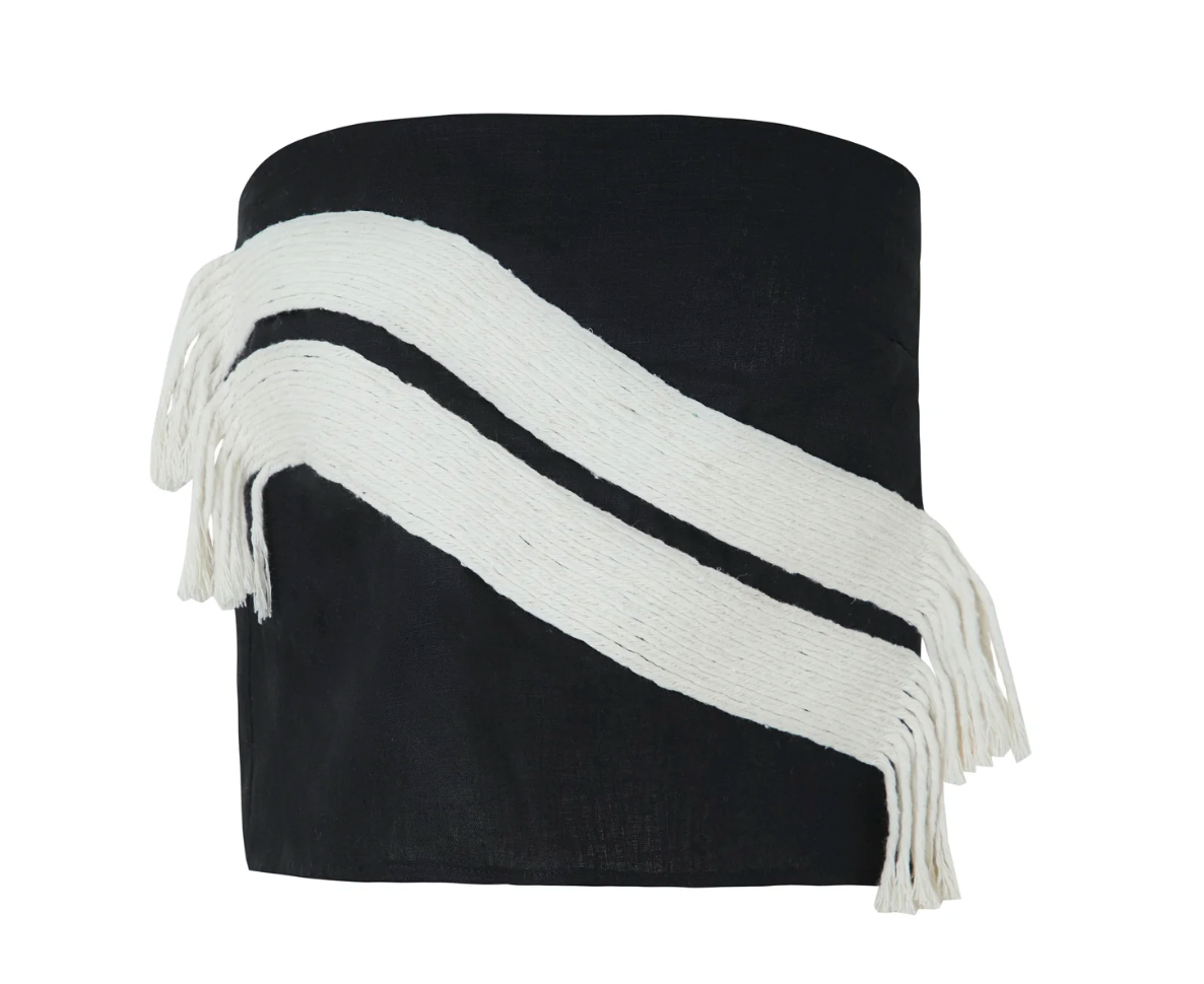 Crop top Caronte bordado negro/ PADOVA