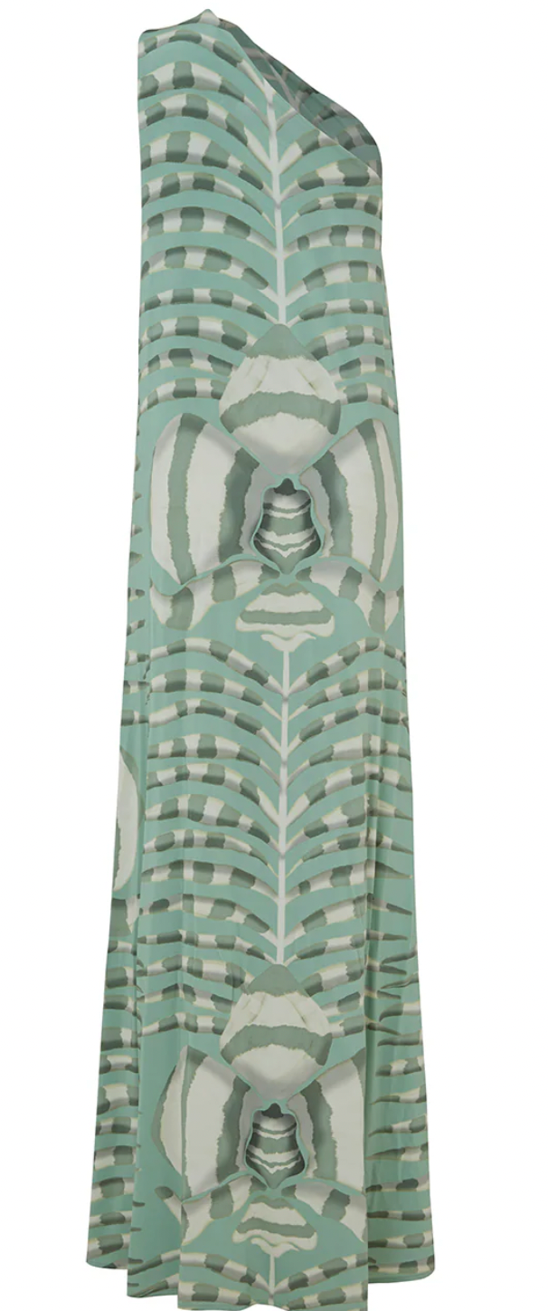 Vestido fiore di seta ivory sage/ Padova