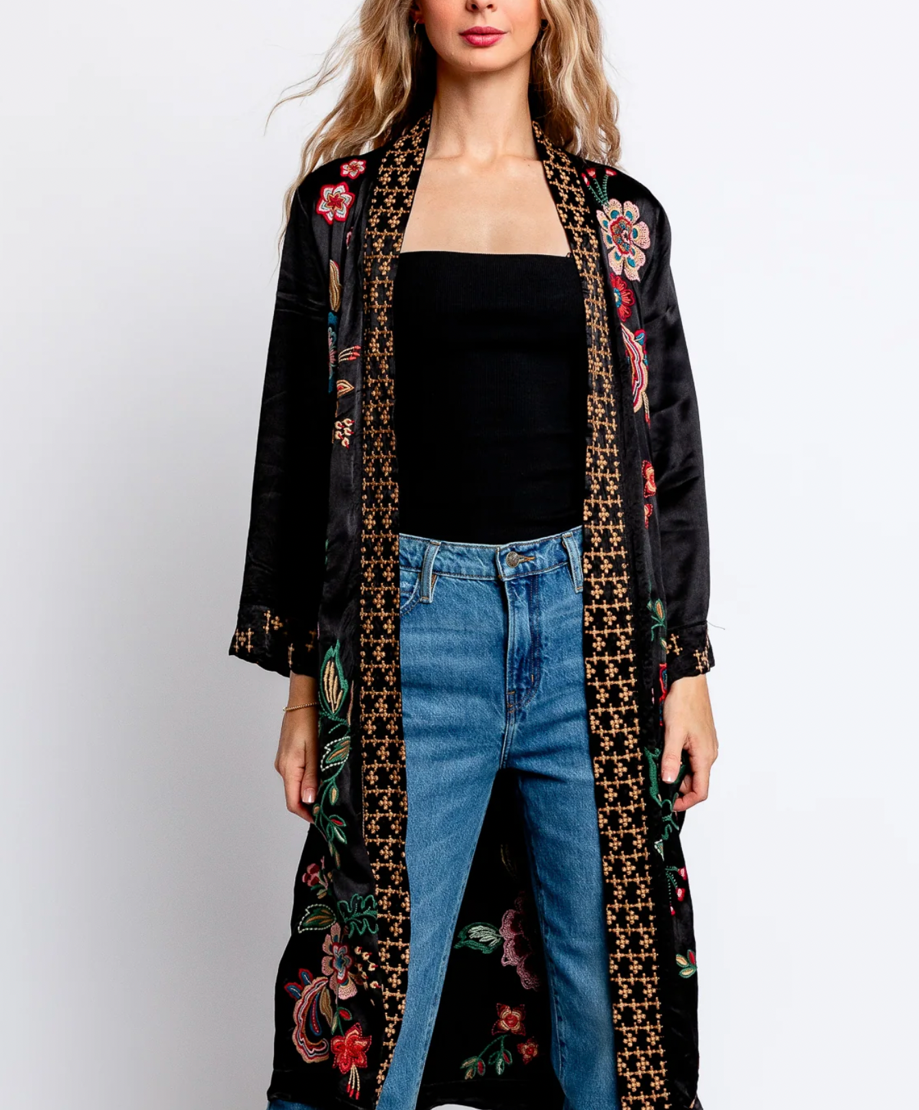 LONG KIMONO COAT BLACK - MESSINE / JOHNNY WAS