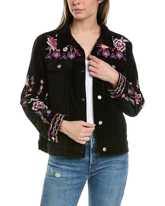  CURACAO COTTON VELVET TRUCKER JAKET / JOHNNY WAS