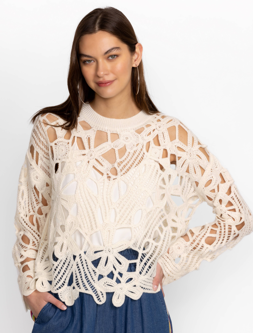 SUSIE CROCHET PULLOVER/ JOHNNY WAS