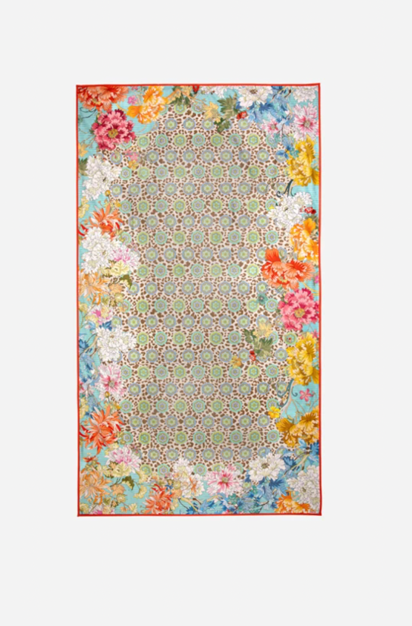 BLUE STRIPE LEOPARD BEACH TOWEL/ JOHNNY WAS