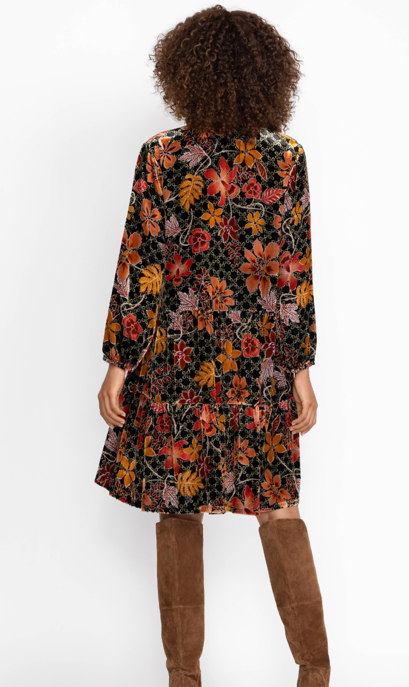 JASMOON FLORE VELVET FIELD TIERED DRESS/JOHNNY WAS
