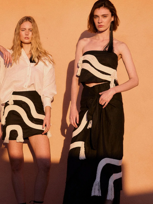 Falda Iana Bordada Negro/Padova