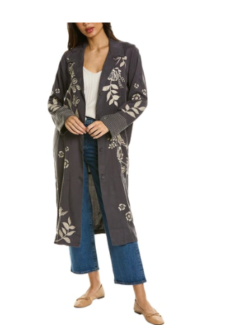 Harlow Tencel Duster Coat In Black/ Johnny Was