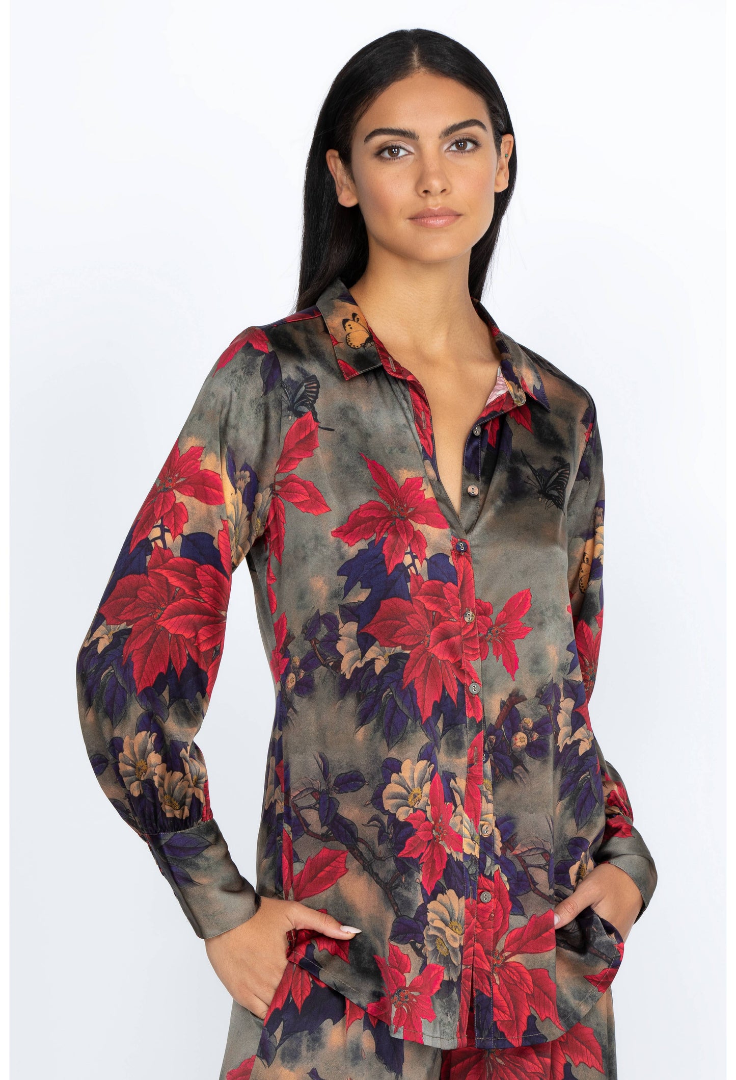 Claret Yrene Button Up/ Johnny Was