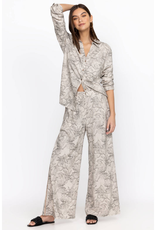 Etched Floral Wide Leg Pant/ Johnny was
