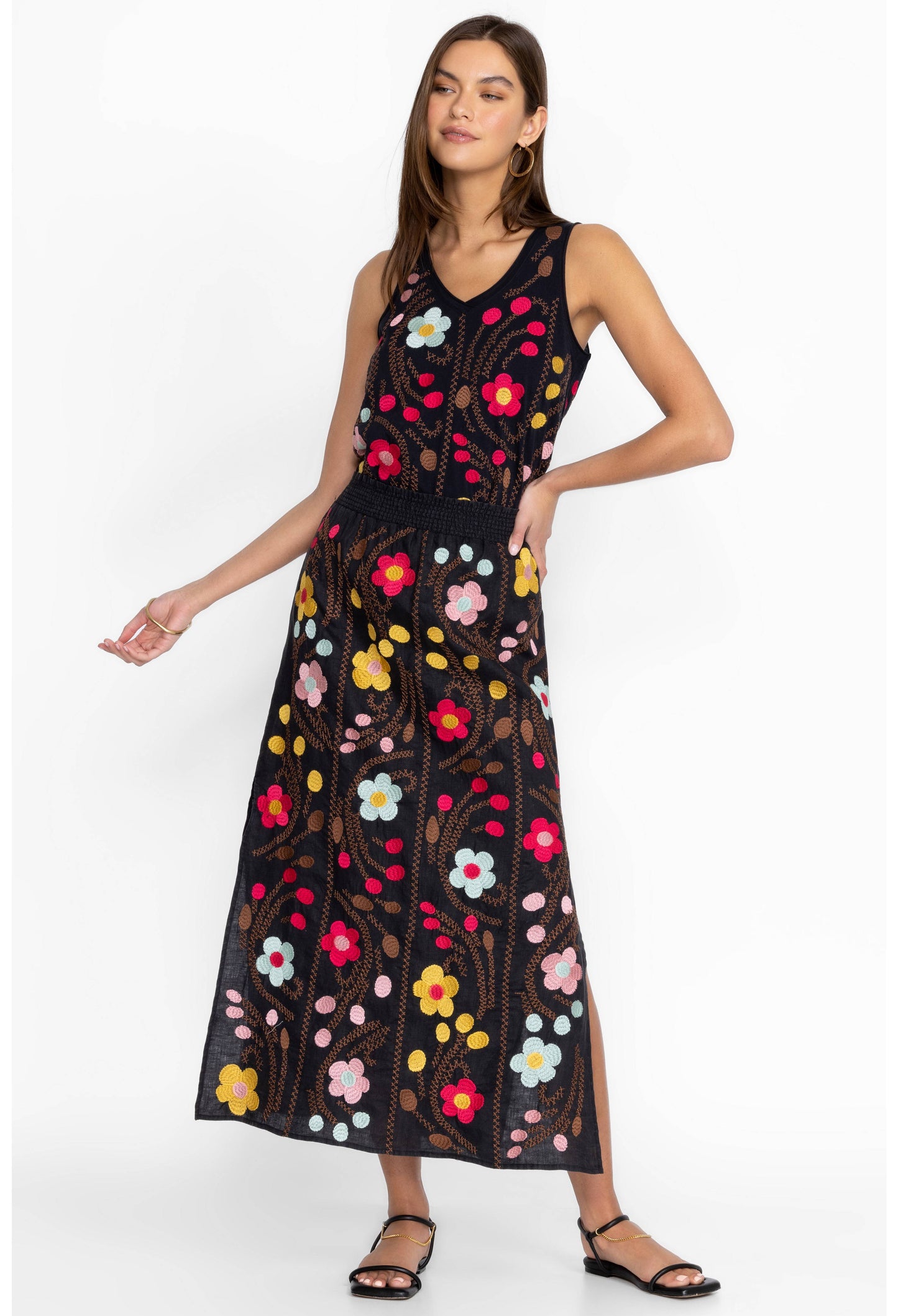 JONI HIGH SLIT LINEN SKIRT/ JOHNNY WAS