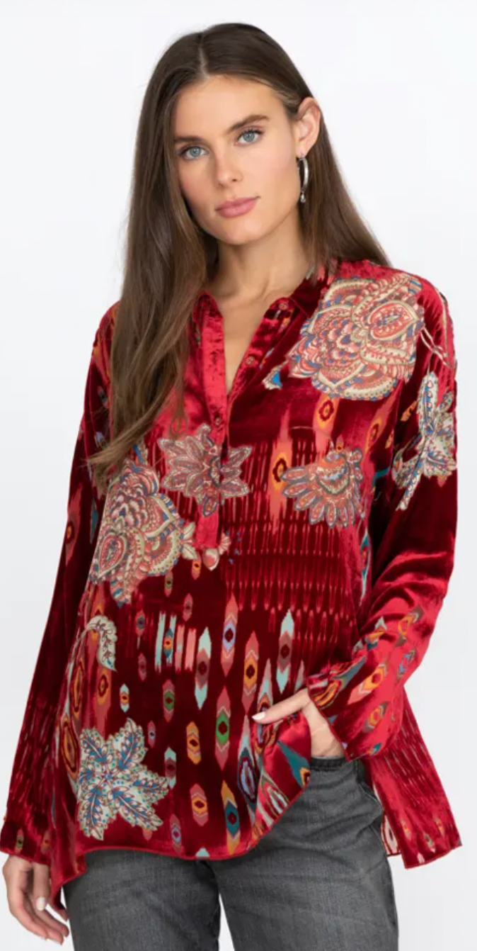 BLUSA FEATHER BURNOUT MARA /  JOHNNY WAS