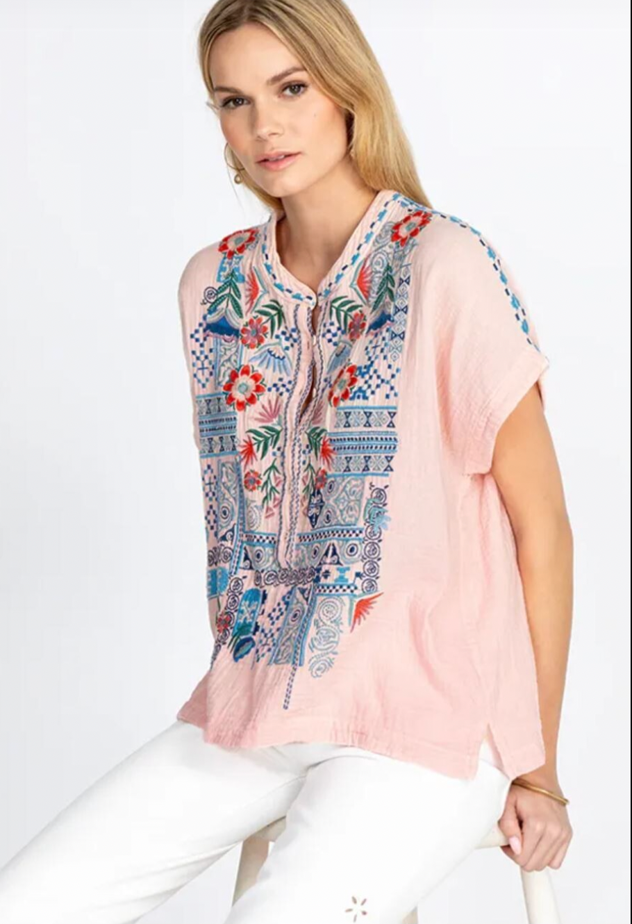 Johnny Was Chrisley Blusa Rosa